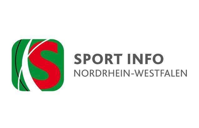 Logo von Sport Info Nordrhein-Westfalen mit rotem &bdquo;S&ldquo; und gr&uuml;nen Farbfl&auml;chen auf wei&szlig;em Hintergrund.